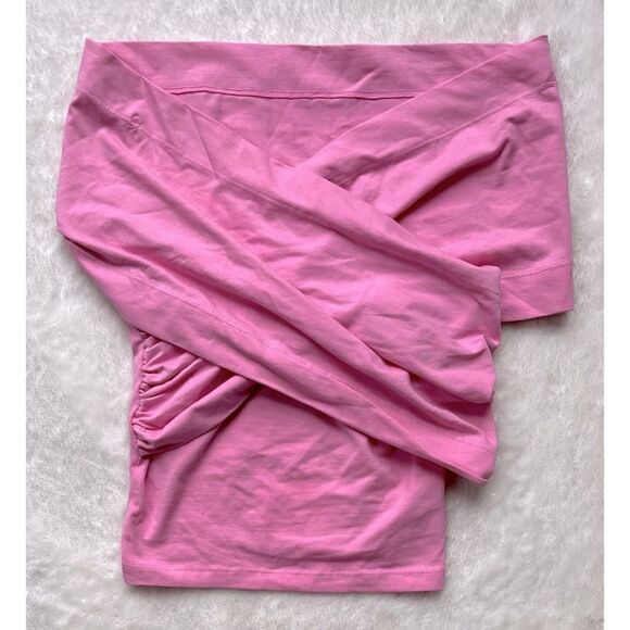 NWT Zara Pink Wrap Front V-Neck Open Exposed Shoulders Side Pleats Surplice Top - Picture 10 of 13